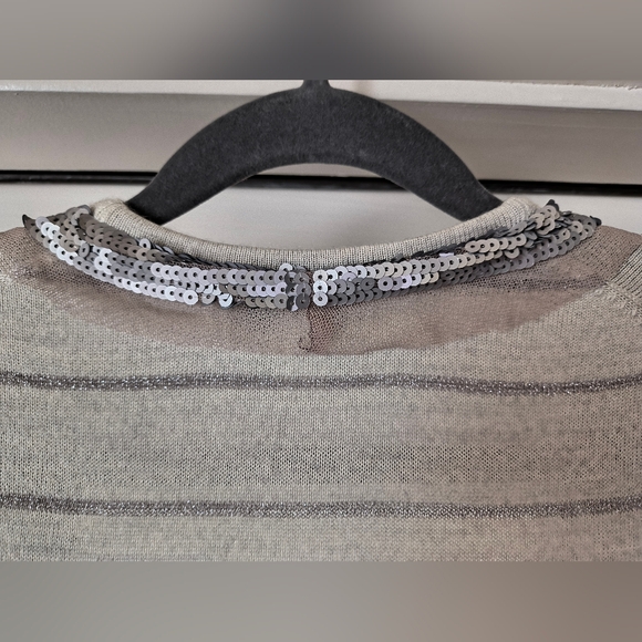 Ann Taylor LOFT Cardigan Gray Sequin Size Medium M - Picture 6 of 15
